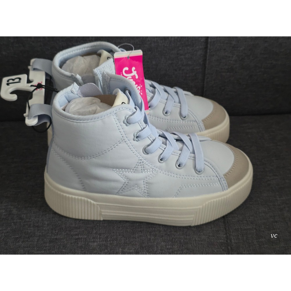 NWT Justice Girls Light Blue High Top Sneakers - Size 13 - Side Zip - Picture 4 of 7